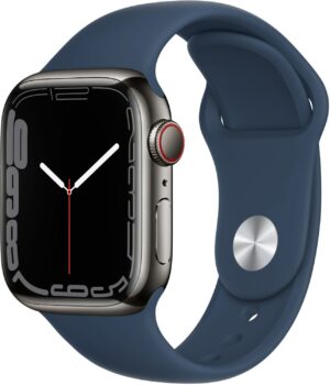 Apple Watch Series 7 (41mm) GPS+4G Edelstahl mit Sportarmband graphit/abyss blau