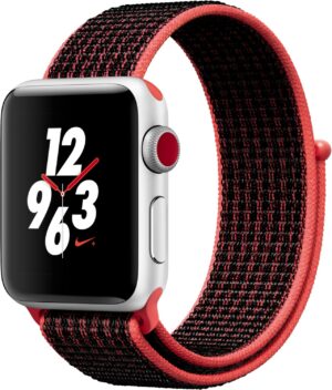 Apple Watch Nike+ (38mm) GPS + Cellular mit Nike Sport Loop silber/bright crimson/schwarz