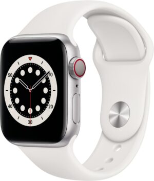 Apple Watch Series 6 (40mm) GPS+4G mit Sportarmband silber/weiß