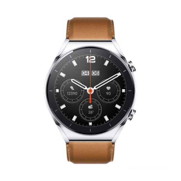 Xiaomi Watch S1 - Silber | Lederarmband | Braun